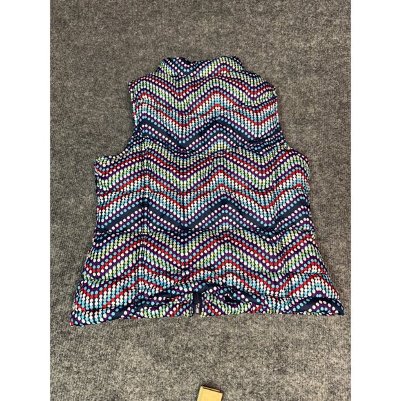 Old Navy girls 6-7 Puffer Vest SDot Chevron Pattern Polyester Navy Multi-Color - Picture 2 of 13